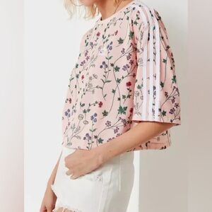 Adidas Women's Pink Floral Crop Top